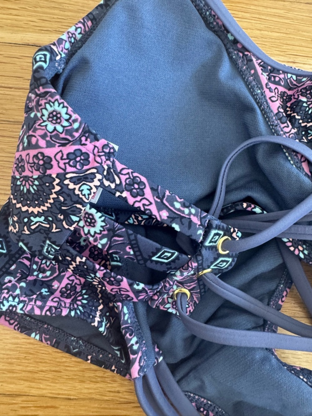 Xhilaration Swim Blue Hippy Bohemian Style 2 Piece Bikini - Picture 10 of 11